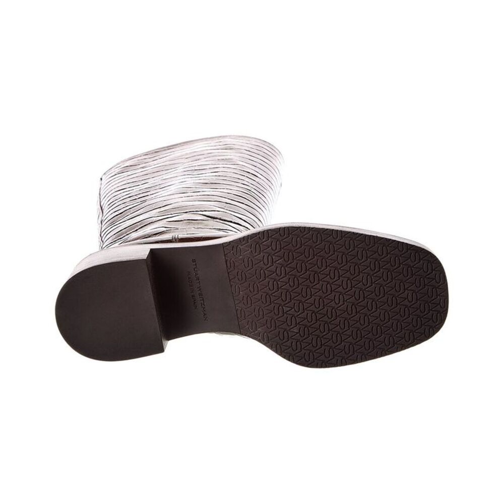 Stuart Weitzman Kaia Croc-Embossed Leather Knee-High Boot, Brown - Picture 4 of 5